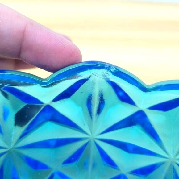 Vintage Monticello Indiana Glass Blue  Candy Dish - Picture 5 of 16